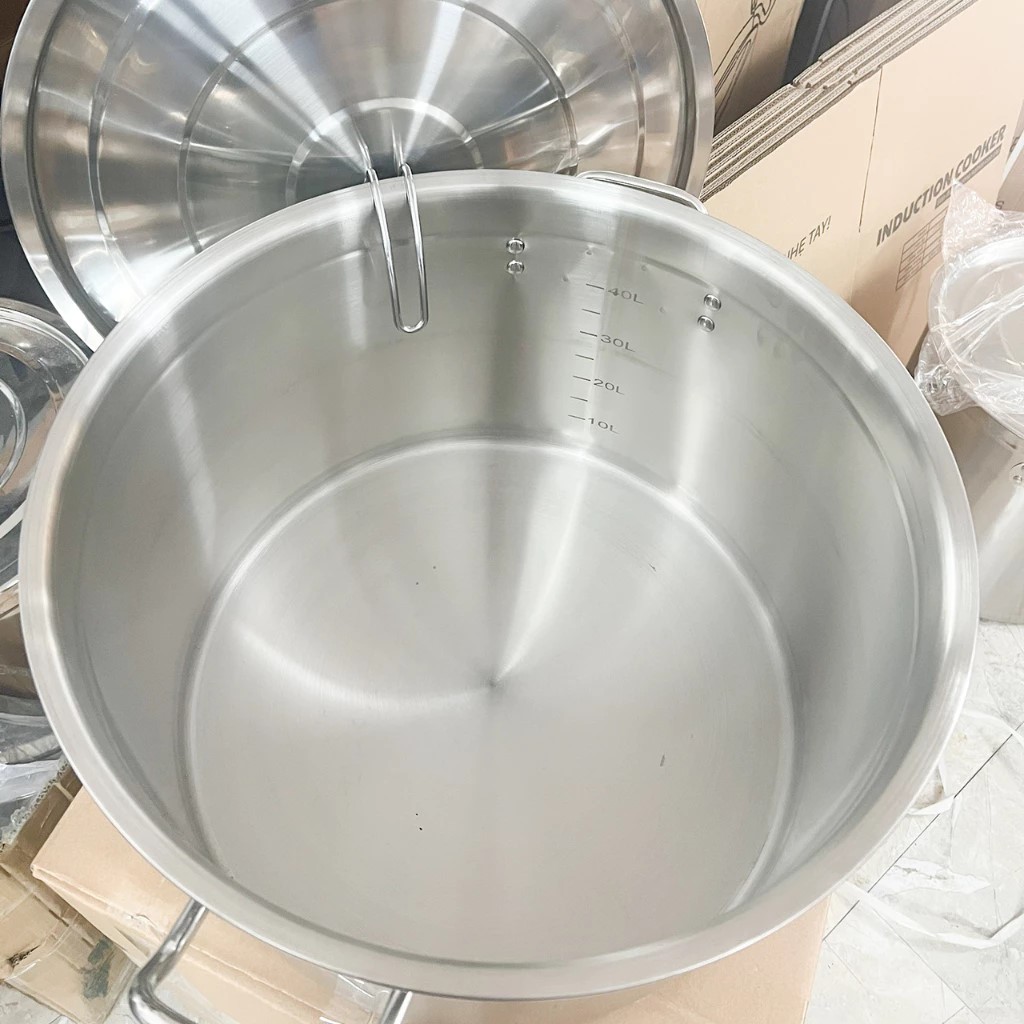 nồi inox thấp đáy 5 lớp cho bếp từ công nghiệp